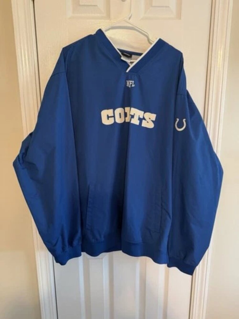 Mens 2XL NFL Indianapolis Colts Vneck Pullover Sweatshirt Pocket Left Zipper
